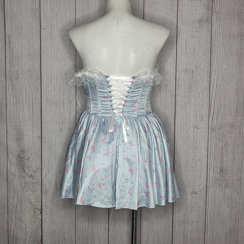 Sugar Thrillz Dolls Kill Sky Love Surrounds Me Corset Dress L Butterfly Coquette - Picture 3 of 4